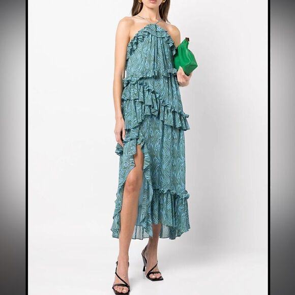 NWT Cinq A Sept Rayner Ruffle Trimmed MIDI Dress Size 2 - Picture 16 of 16